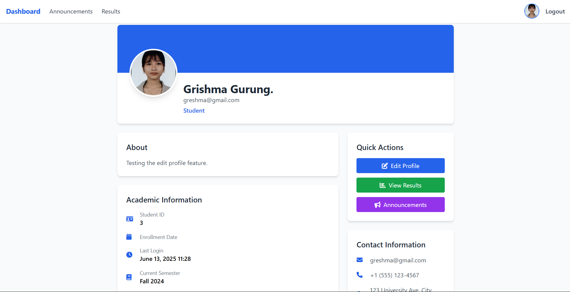 College Academic Management System